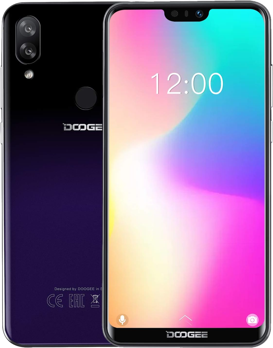 DOOGEE N10 4G Dual SIM Smartphone Unlocked - Android 8.1 Mobile Phone Octa-Core 3GB RAM + 32GB ROM, 5.84" 19:9 U-notch, Triple Cameras 16MP+16MP+13MP, 3360mAh, Fingerprint + Face Unlock - Purple