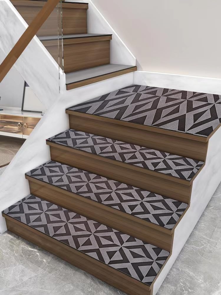 Odot Stair Pads, Stair Mats,Fashion Prints Stair Runner Carpet Treads, Non-Slip Machine Washable Stair Carpet, Stairslide Carpets Rugs Safety Mats for Elders (Light Grey,24 * 75cm)