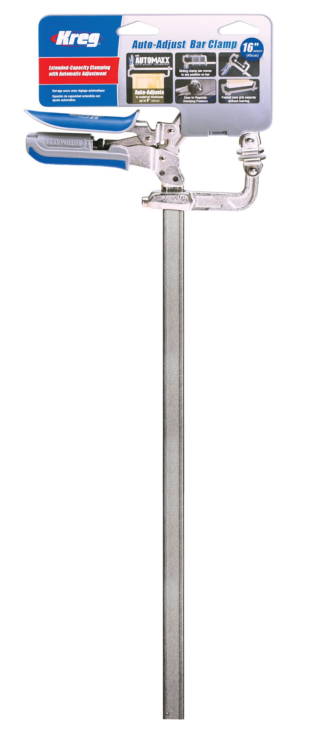 Kreg KSC16 Auto-Adjust Bar Clamp - 16-Inch, With Padded Grips, Thumbscrew Pressure Control - View #6