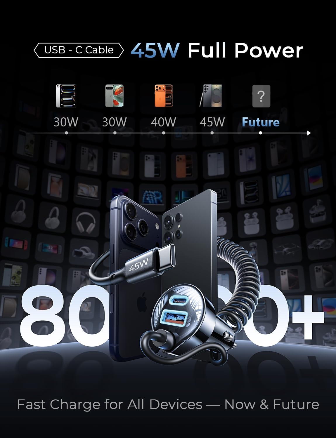 LISEN 90W for iPhone 17 16 15 Pro Max Car Charger USB C Fast Charge,Super Fast for iPhone 15 16 17 Pro Car Charger Type C Adapter Fit iPhone 17 16 15 Air ProMax Plus,Samsung S25/24,Pixel,Gifts for Men