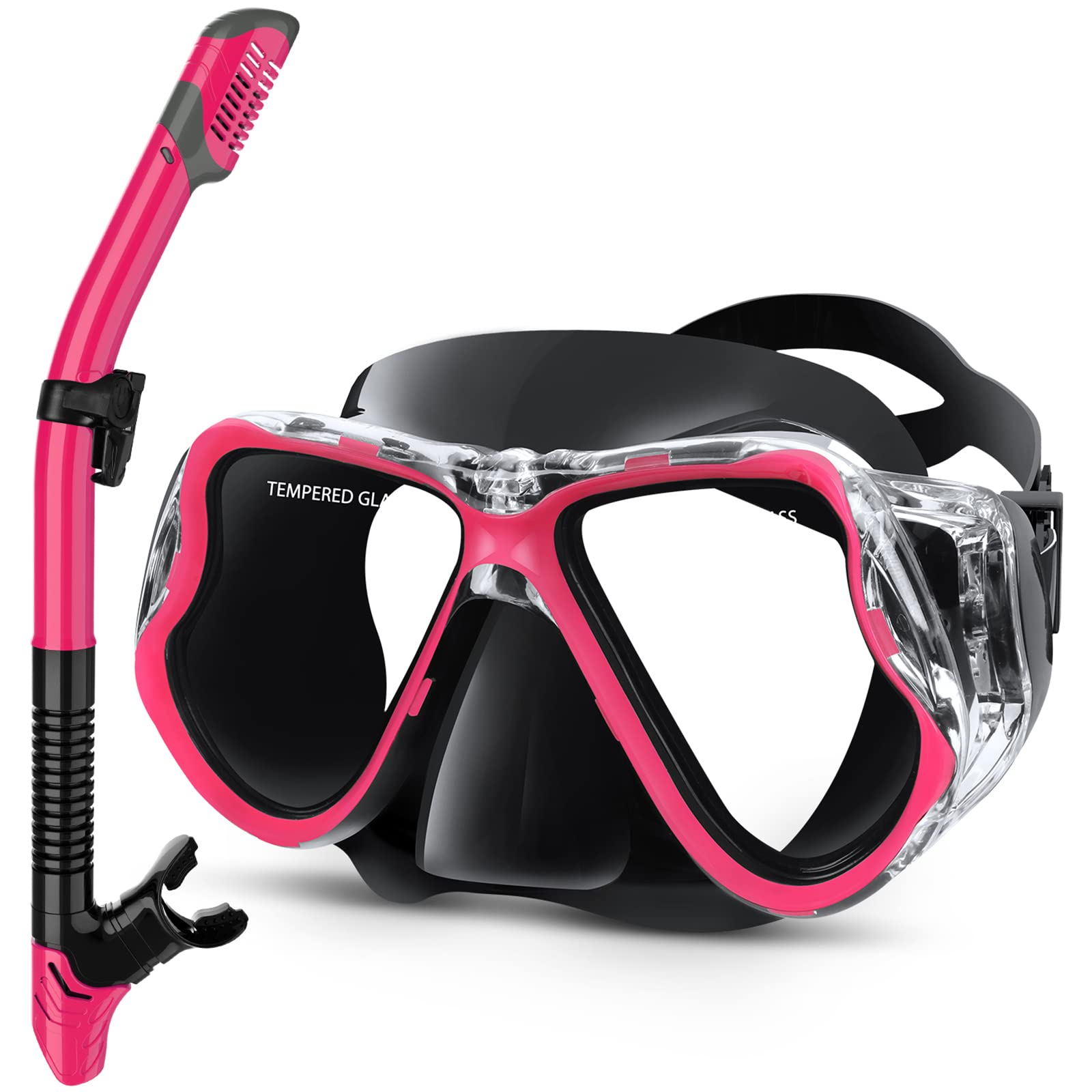 Greatever Dry Snorkel Set,Panoramic Wide View,Anti-Fog Scuba Diving Mask,Professional Snorkeling Gear