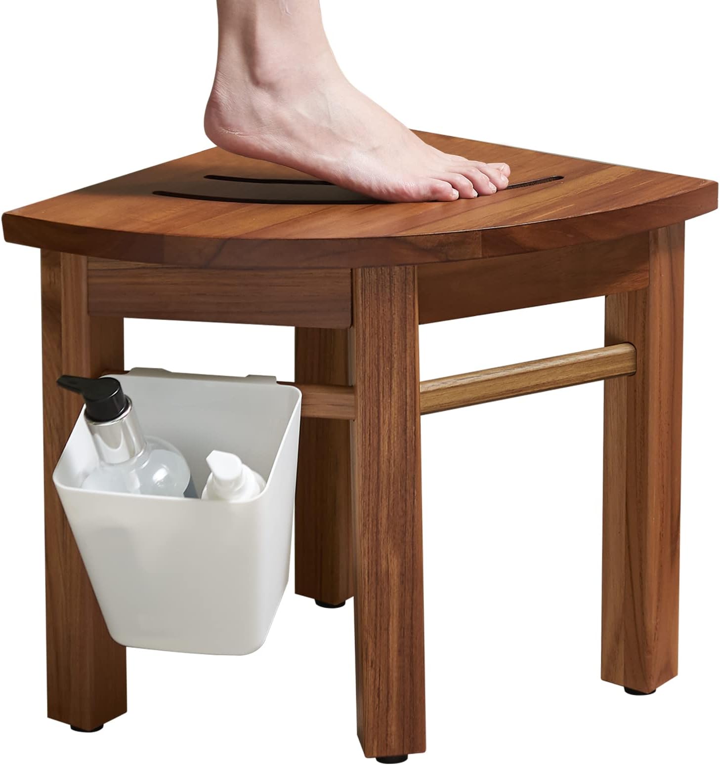 Lovitgo 12'' Teak Shower Stool for Shaving Legs, Corner