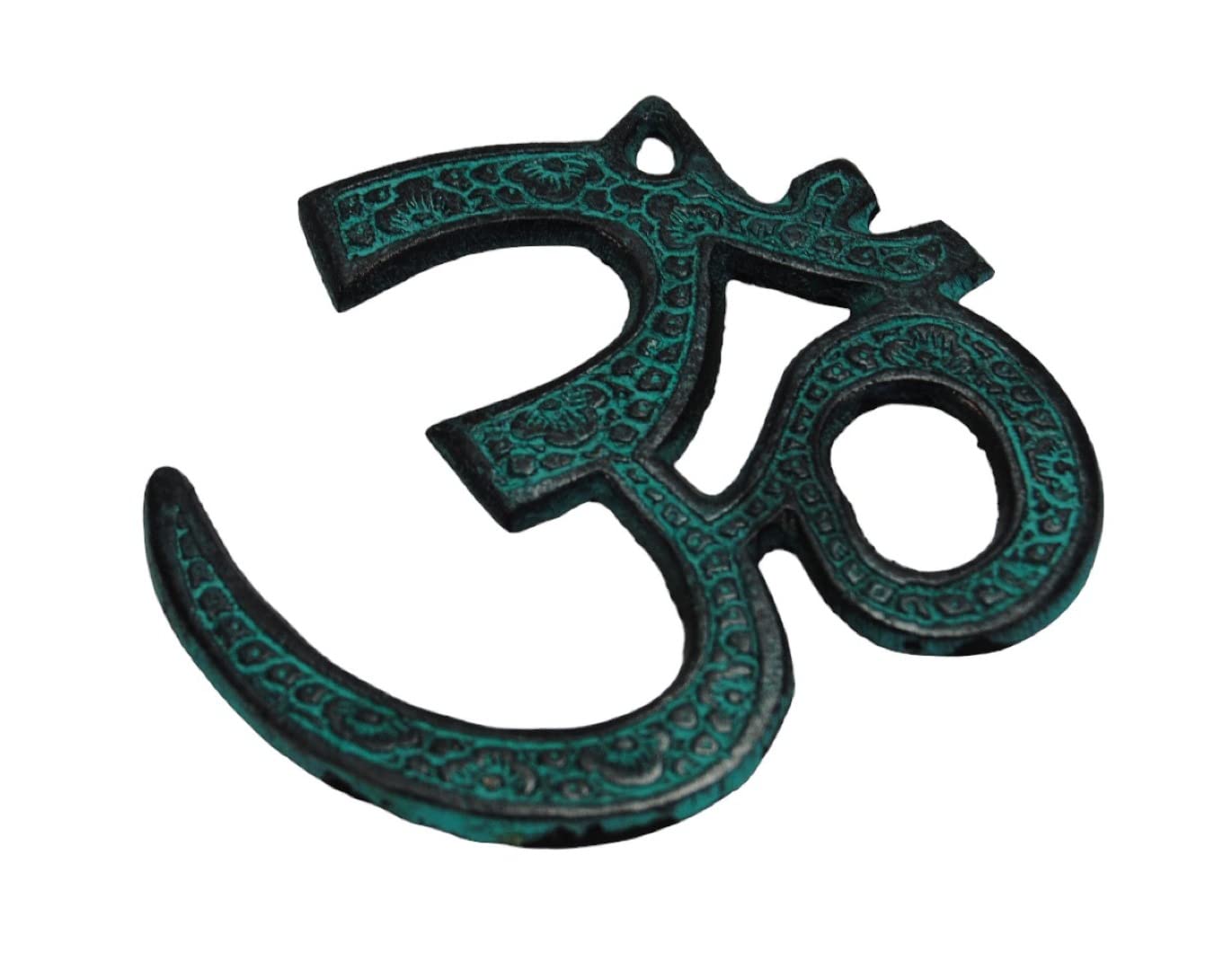 Terrapin Trading Blue Brass Om Aum 5'' Auhm Plaque Symbol Hindu Buddhist Diwali Wall Hanging Home Decor