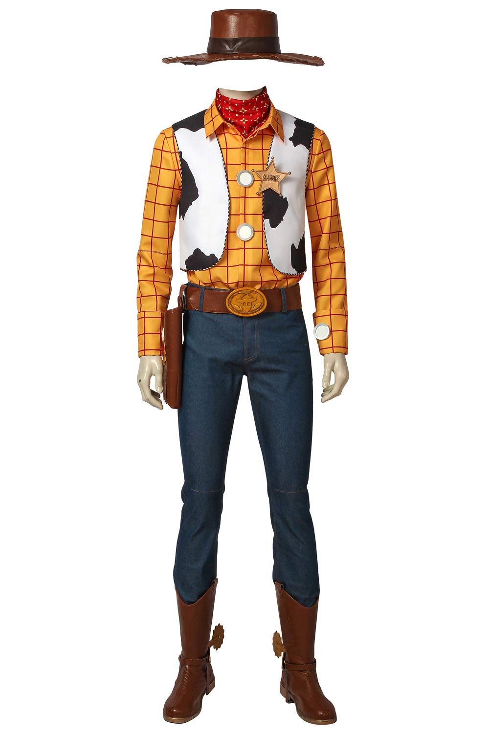 Woody Costume Sheriff Halloween Cosplay Uniform Fancy Dress for Adults