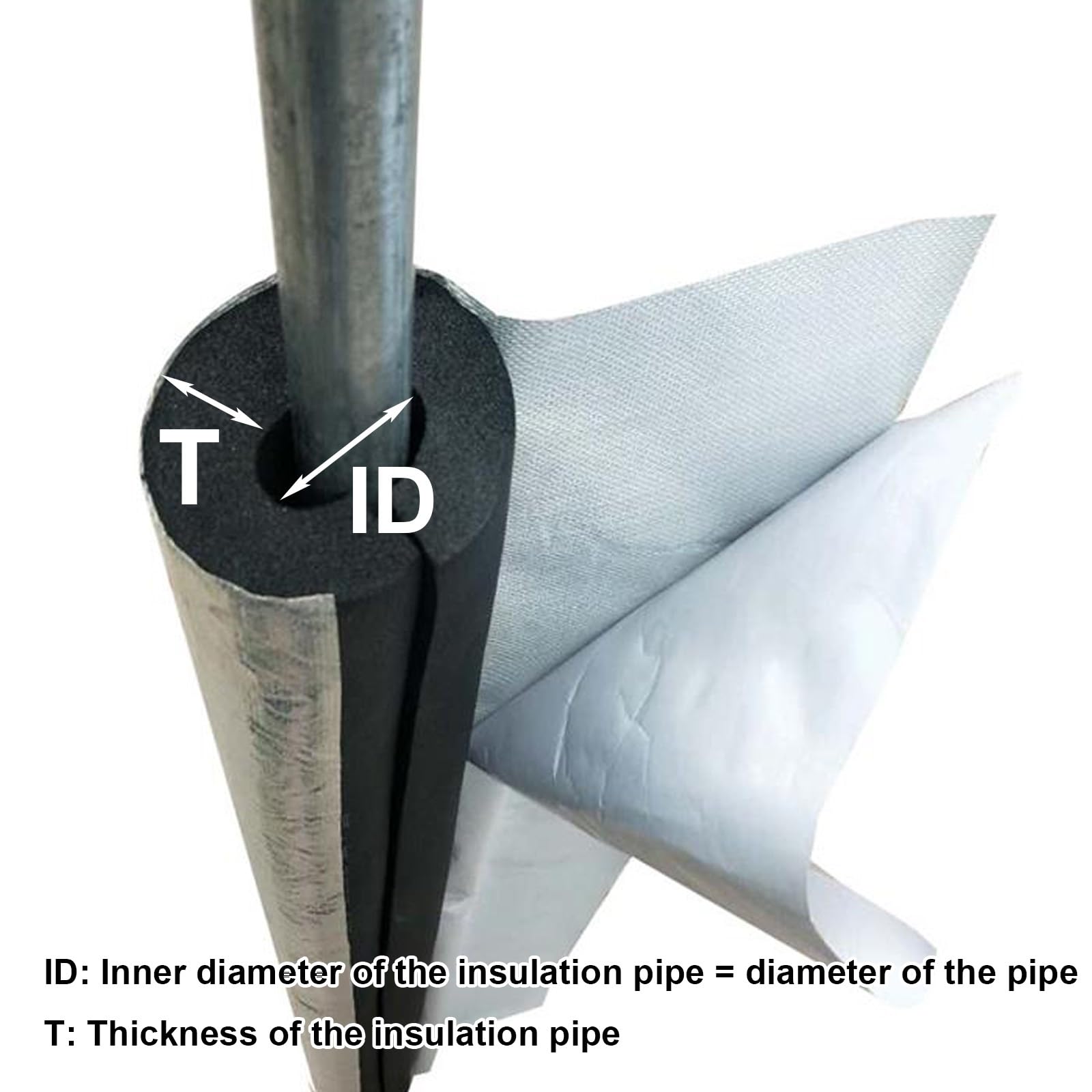Tubo de Espuma, Fundas de Aislamiento Térmico para Tuberías Exteriores, Tubería de Aislamiento para Tubos de Agua y Calefacción(TK 30mm/1.2",ID 110 mm/4.3")