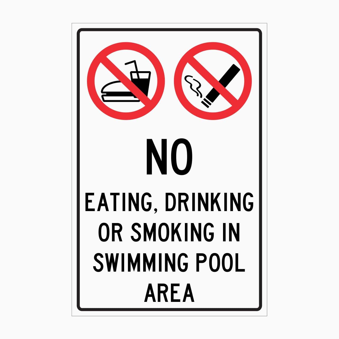 NO EATING, DRINKING OR SMOKING IN SWIMMING POOL AREA Sign Prohibition Metal Tin Sign 12x8 inch for Industrial & Commercial Series