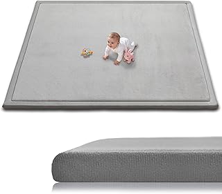 Baby Play Mat for Floor, 79'' x 71'' Thicken Foam Soft Padded Playmat for Tummy Time, Playpen Mat for Toddlers Infant Kids, Water-Repellent Coral Velvet, Non-Sl