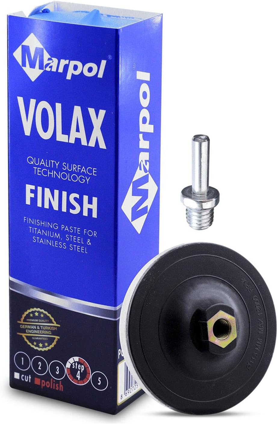 Marpol Don Yağı Mavi Katı Cila Polisaj Parlatma Metal Cila 1 Kg + Polisaj Keçesi 115 Mm + Matkap Aparatı M14