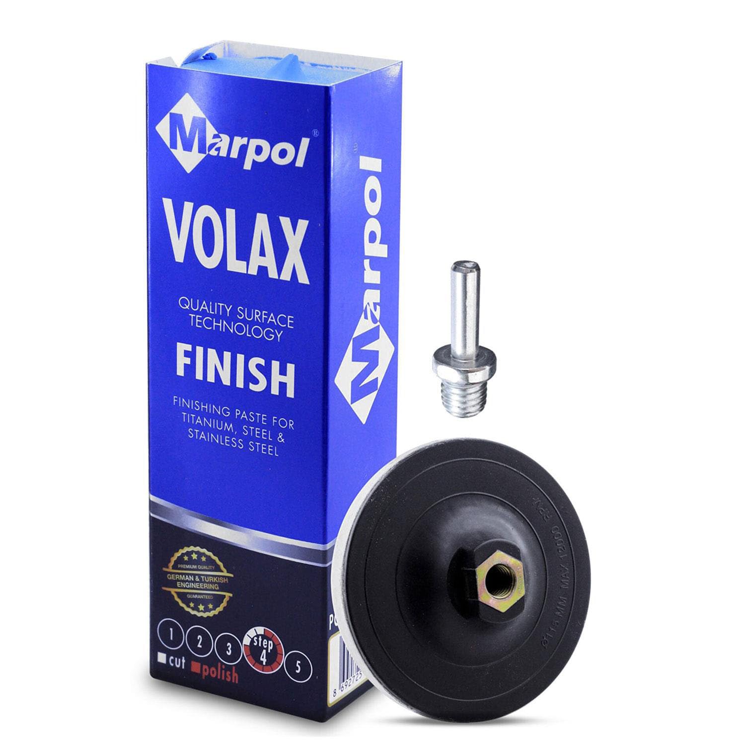 Marpol Don Yağı Mavi Katı Cila Polisaj Parlatma Metal Cila 1 Kg + Polisaj Keçesi 115 Mm + Matkap Aparatı M14