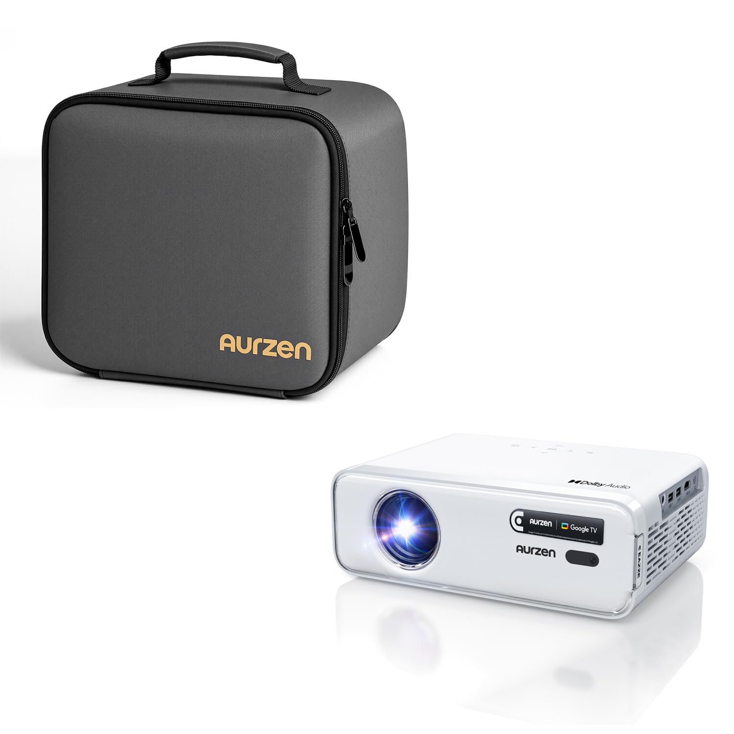 Aurzen EAZZE D1G Beamer mit Tragetasche im Set – dreilagiger Rundumschutz, praktische Klettfächer, leichtes und kompaktes Reise-Set