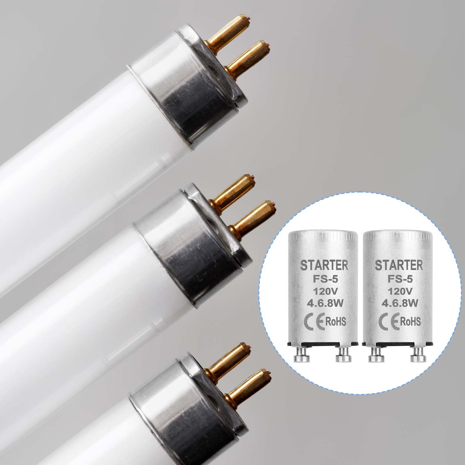5uds Carcasa Arranque Fluorescente, Arrancador Fluorescente Carcasa Aluminio Lámparas Precalentamiento de 4-40 W Tubo con Certificación CE para 110-130 V (Compatible con FS-5)