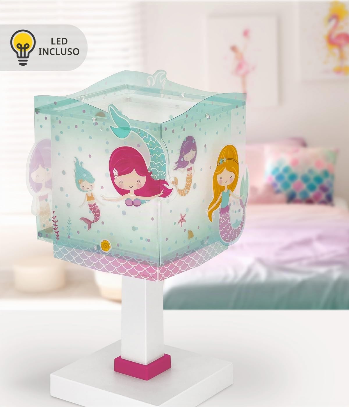 Dalber Lampada da tavolo o comodino per bambini Sirene, 63441N, G4-4W LED - Lampadina inclusa