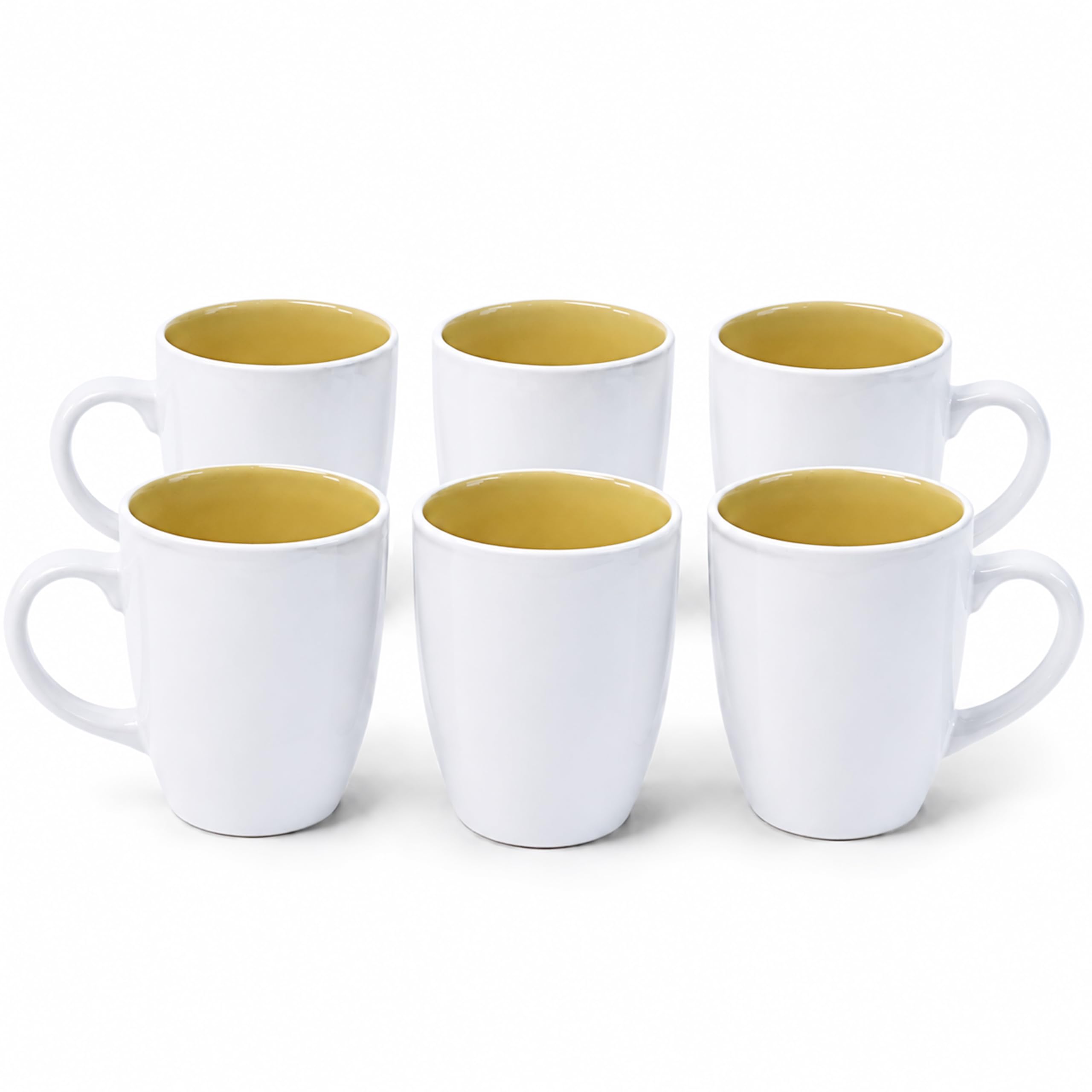 DIVCHI Coffee Mugs Set of 6 Ceramic Tea Hot Chocolate Cups | White