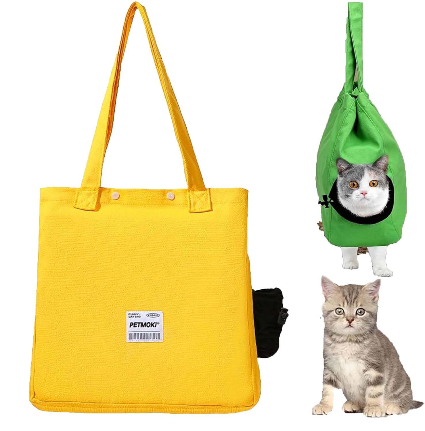 OuYanna Petmoki Cat Carrier Tote Bag - Multifunctional Travel and Walking Backpack (Yellow 1PCS)