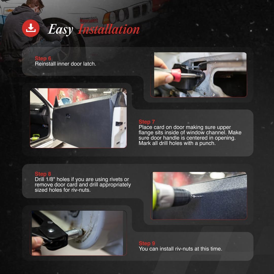 Door Pull Strap Kit | Made in USA | Compatible with BMW Race Car Builds | Includes Straps, Rosettes & Hardware | Lightweight Interior Mod
