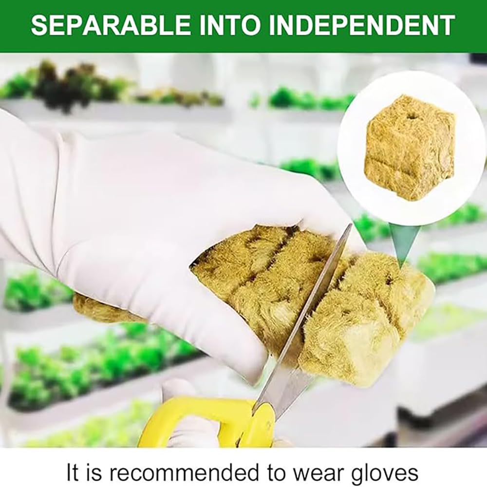 Rockwool Cubes, mata do uprawy, 200 sztuk, przyjazna dla środowiska, wełna kamienna, przepuszczalność powietrza, wełna kamienna, podłoże do sadzonek, rozmnażania roślin, 25 x 25 x 25 mm
