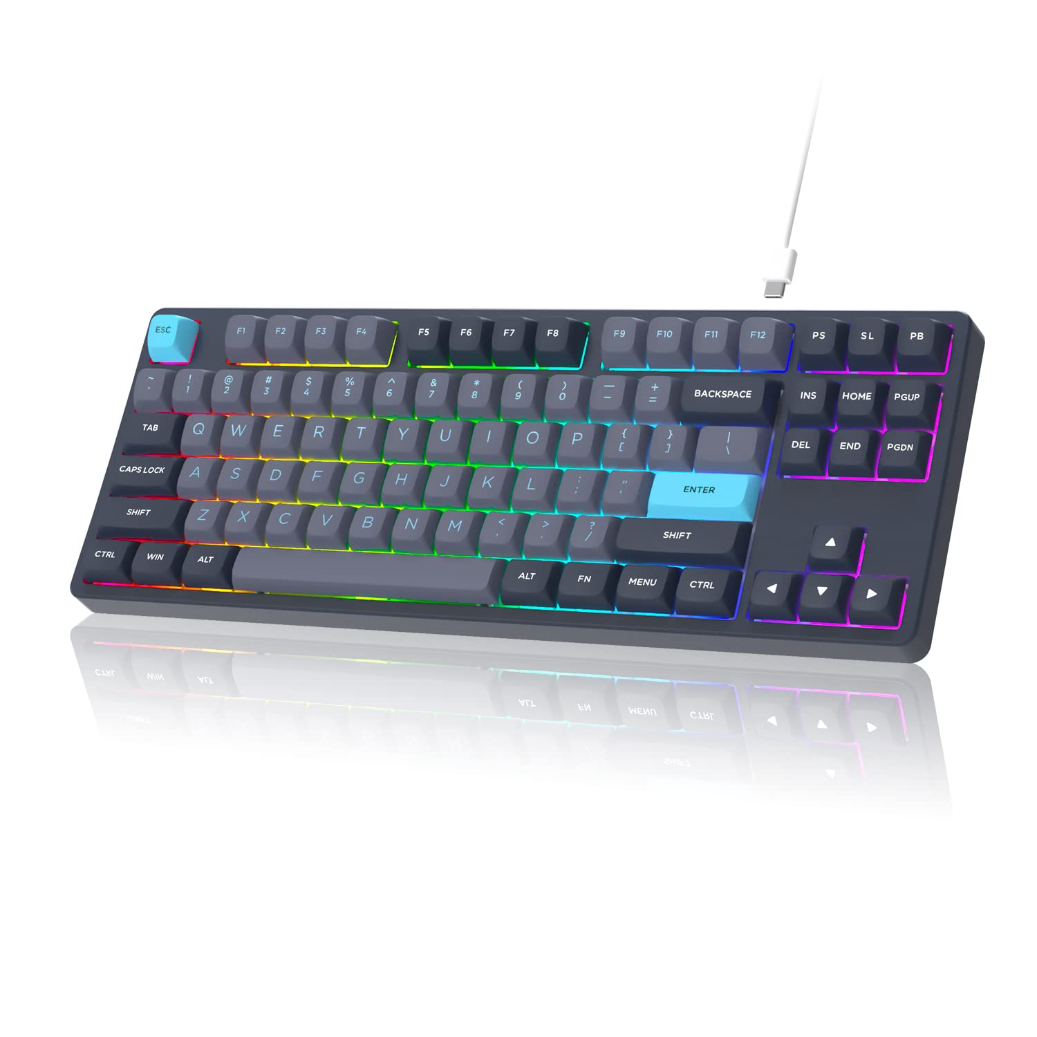 Buy XVX WK87 Wired Mechanical Keyboard, RGB Backlit Hot Swappable TKL