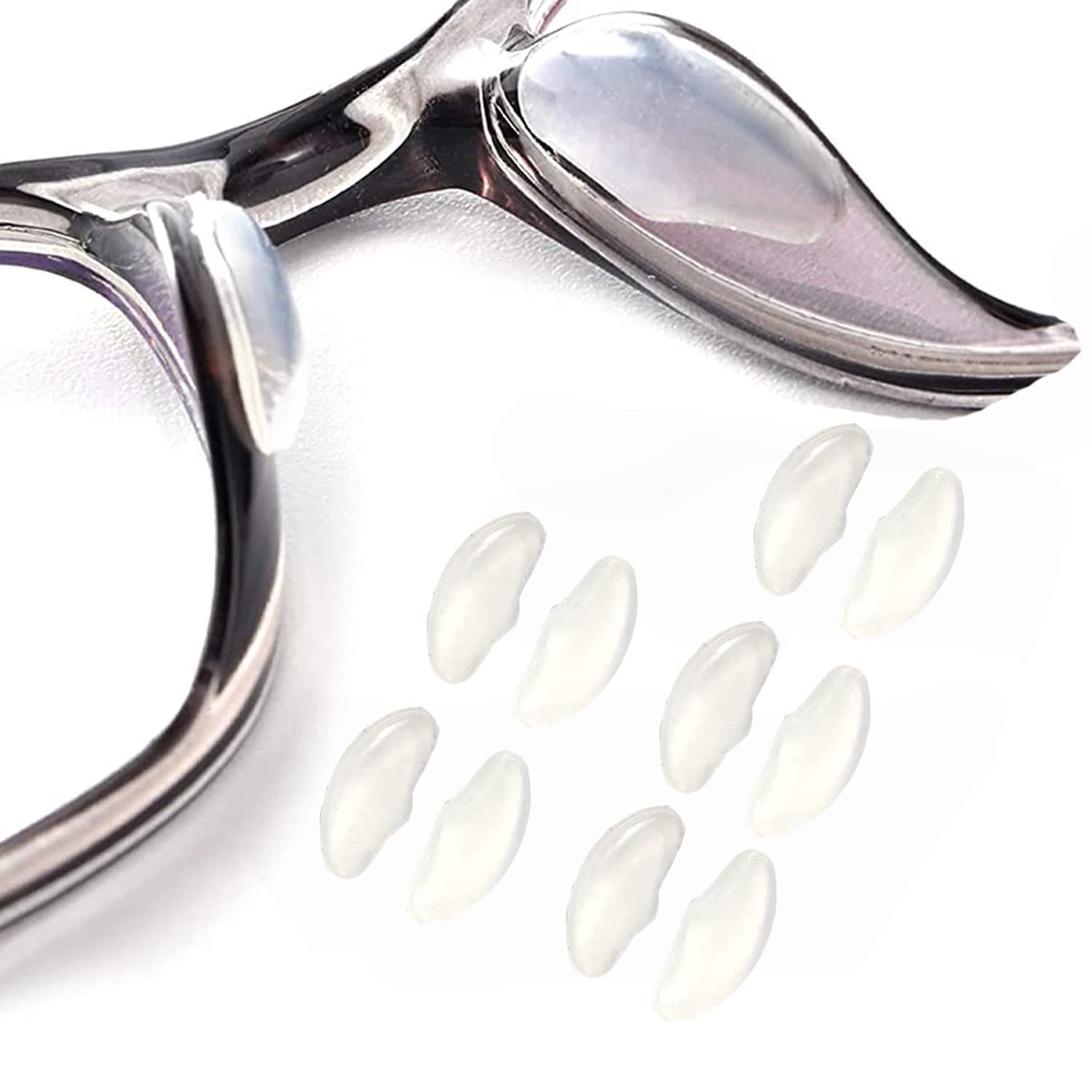 Eyeglass Nose Pads, Adhesive Soft Silicone Air Chamber, OPUGIT Comfortable Air Bag Nosepads for Eyeglasses Glasses Sunglasses,2mm,5 Pairs,Transparent