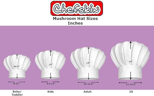 Vista 3 de CHEFSKIN Sombrero de chef blanco para niños, tela suave totalmente ajustable, Blanco