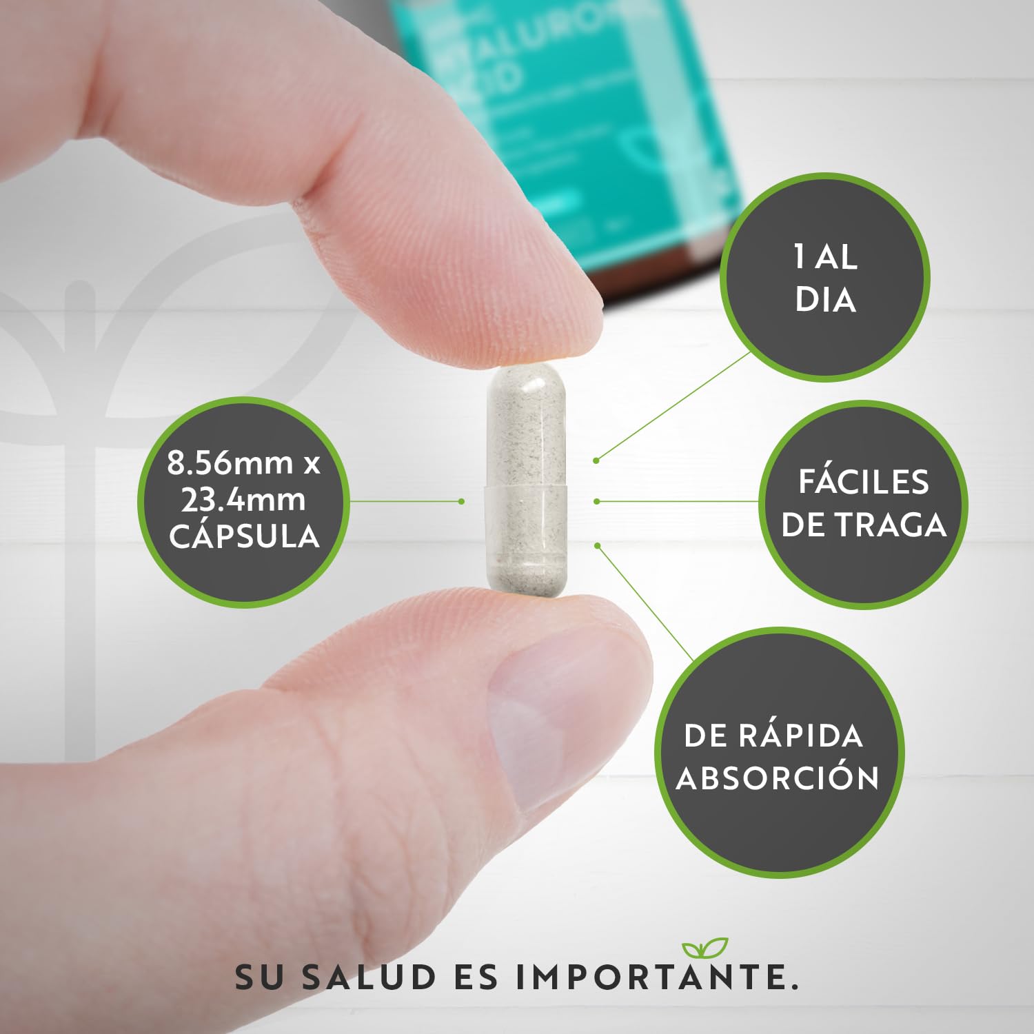 Nutravita Cápsulas de ácido hialurónico - Suministro de 3 meses de cápsulas de ácido hialurónico de 600 mg - Dosis alta con 500-700 KDA - Sin OGM sin rellenos ni aglutinantes sintéticos