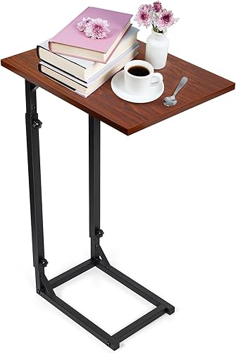 Miniatura 1 de Mesa auxiliar ajustable en forma de C  Mesa auxiliar C para sofá y sofá, pequeña mesa de centro con marco de metal en sala de estar, dormitorio,