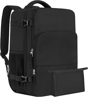 Large Travel Backpack, Carry On Backpack, Personal Item Bag Airline Approved, Lightweight Hiking Backpack, Casual Weekender bag, Laptop Backpack, Black
