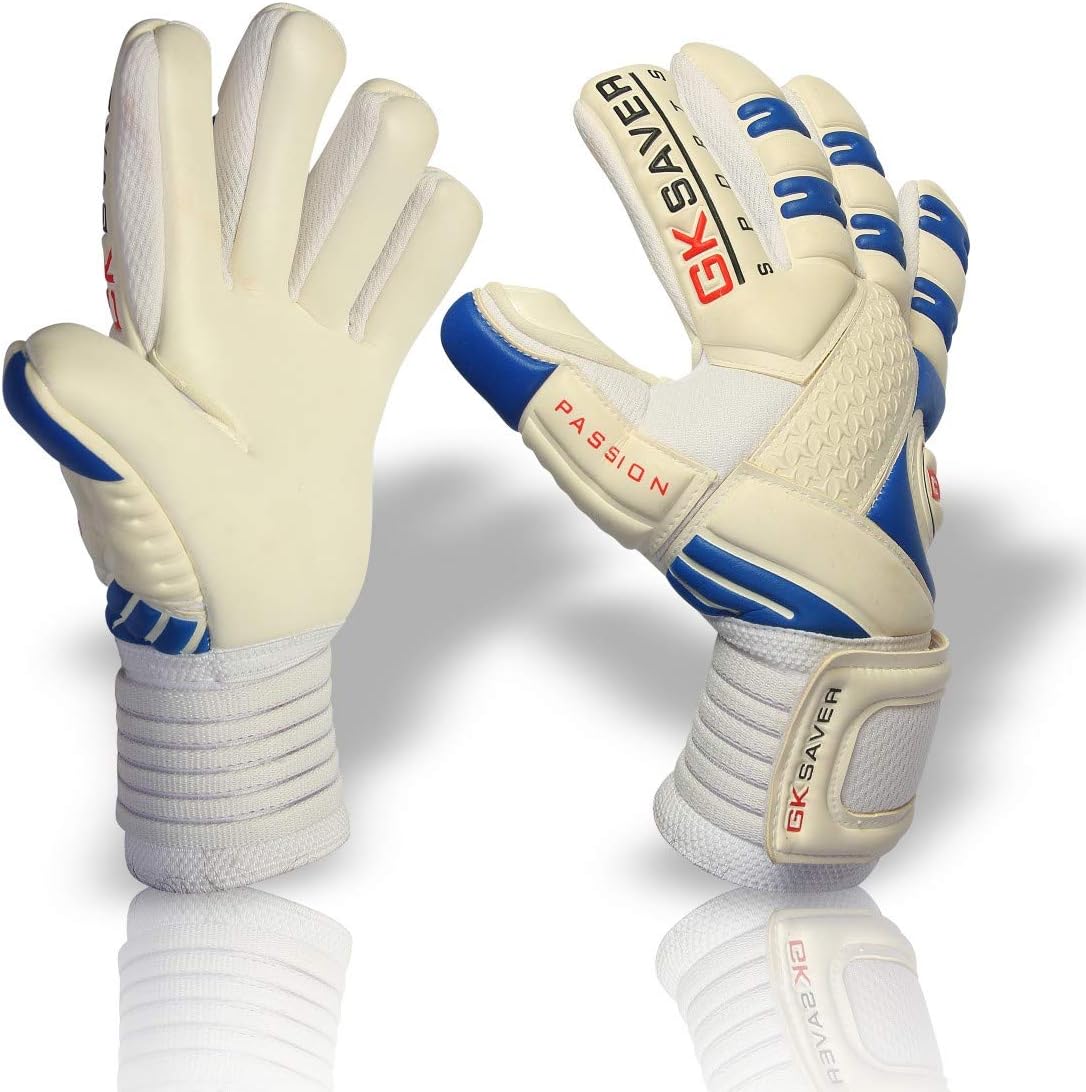 GK Saver Football Goalkeeper Gloves Negative Cut Soccer Goalie Gloves 8/9/10/11 (No FingerSave No Personalization, Size 6)