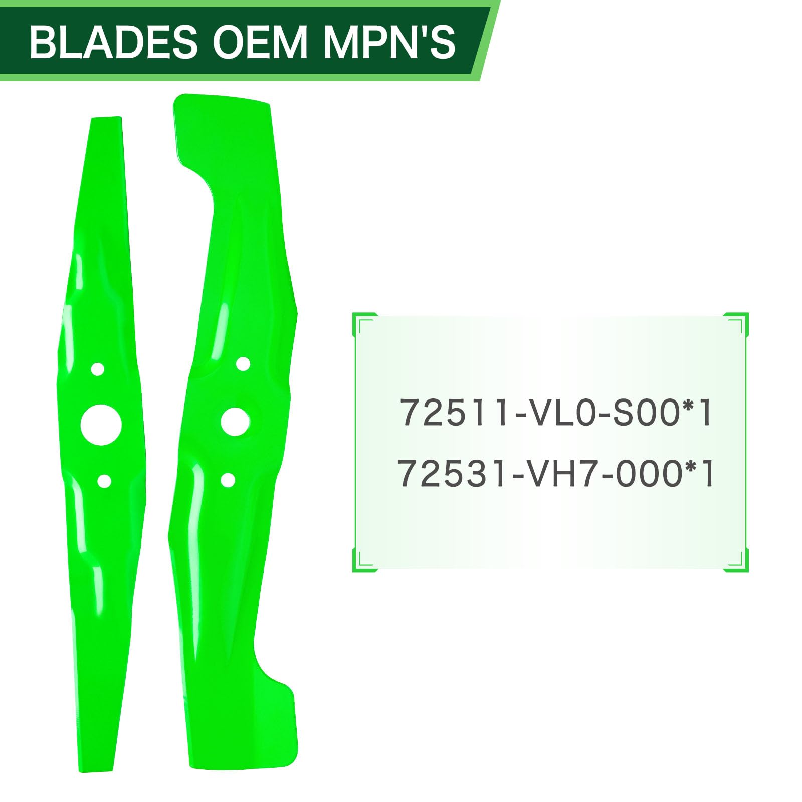 Juego de 2 cuchillas para cortacésped 72531-VH7-000 y 72511-VL0-S00 compatible con Microcut Twin Hon da HRR 216 VLAA VYAA K9 PKAA VKAA K10 K11