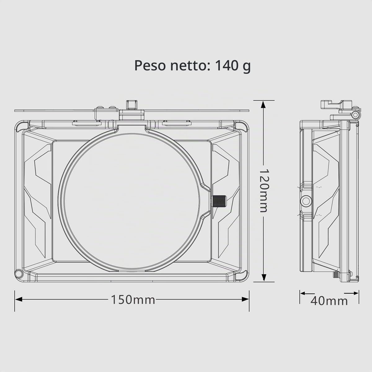 Tilta Mini Matte Box Cornice filtro 4x5.65 per fotocamere reflex digitali mirrorless, con anello adattatore obiettivo 67mm/72mm/77mm/82mm Supporto asta 15mm Supporto leggero MB-T15