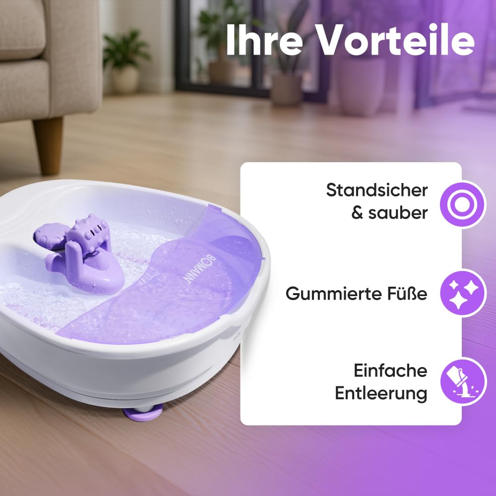 Bomann® Fußbad mit intensivem Whirlpool-Effekt | Fussbad mit Massagefunktion inkl. Massagerolle | Fußbadewanne mit 4-Stufen-Schalter | Fußmassagegerät mit Wasser | Fußwanne FM 8000 CB