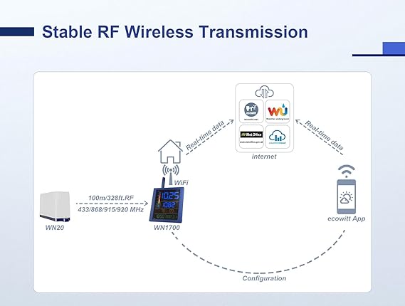 ECOWITT Wireless Rain Gauge Sensor WN20, Could Not Be Used Alone, Need to Pair Gateway/Console, 915 MHz
