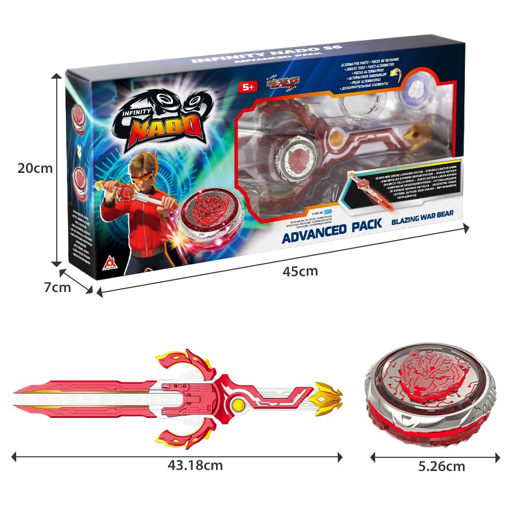 INFINITY NADO Toupie pour Enfants Jouets métalliques garçons, Battle Tops toupie Lanceur Épée, Spinning Tops à partir de 5 6 7 8 9 10 11 12 Ans Garcon Fille Cadeau, Advanced Pack Blazing War Bear