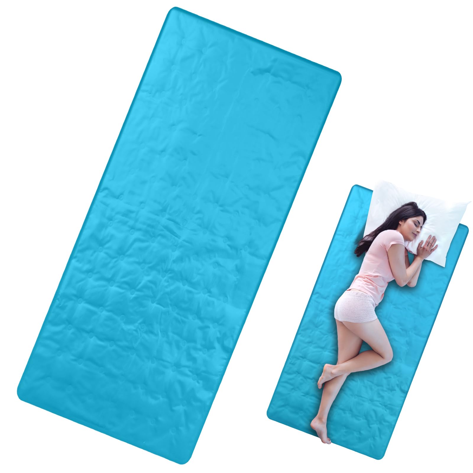 Photo 1 of Drydiet Cooling Pad Mat for Sleep Cooling Mattress Pad Gel for Bed, Relieve Pain, Summer Hot Flashes, Adult, Pets, No Water or Electricity Required(Plain,Light Blue,60 x 20 Inch)
