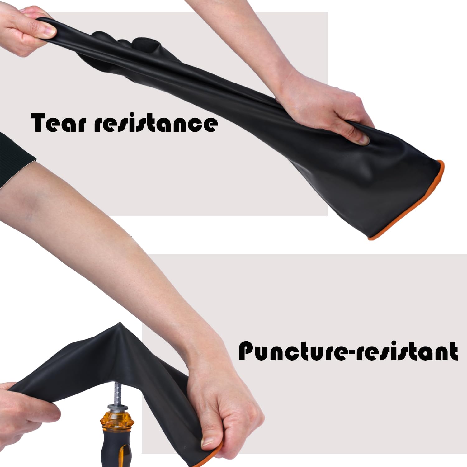 Guantes de látex resistentes a productos químicos,Guante de goma industrial de trabajo pesado,Tamaño XL 22'' Un par