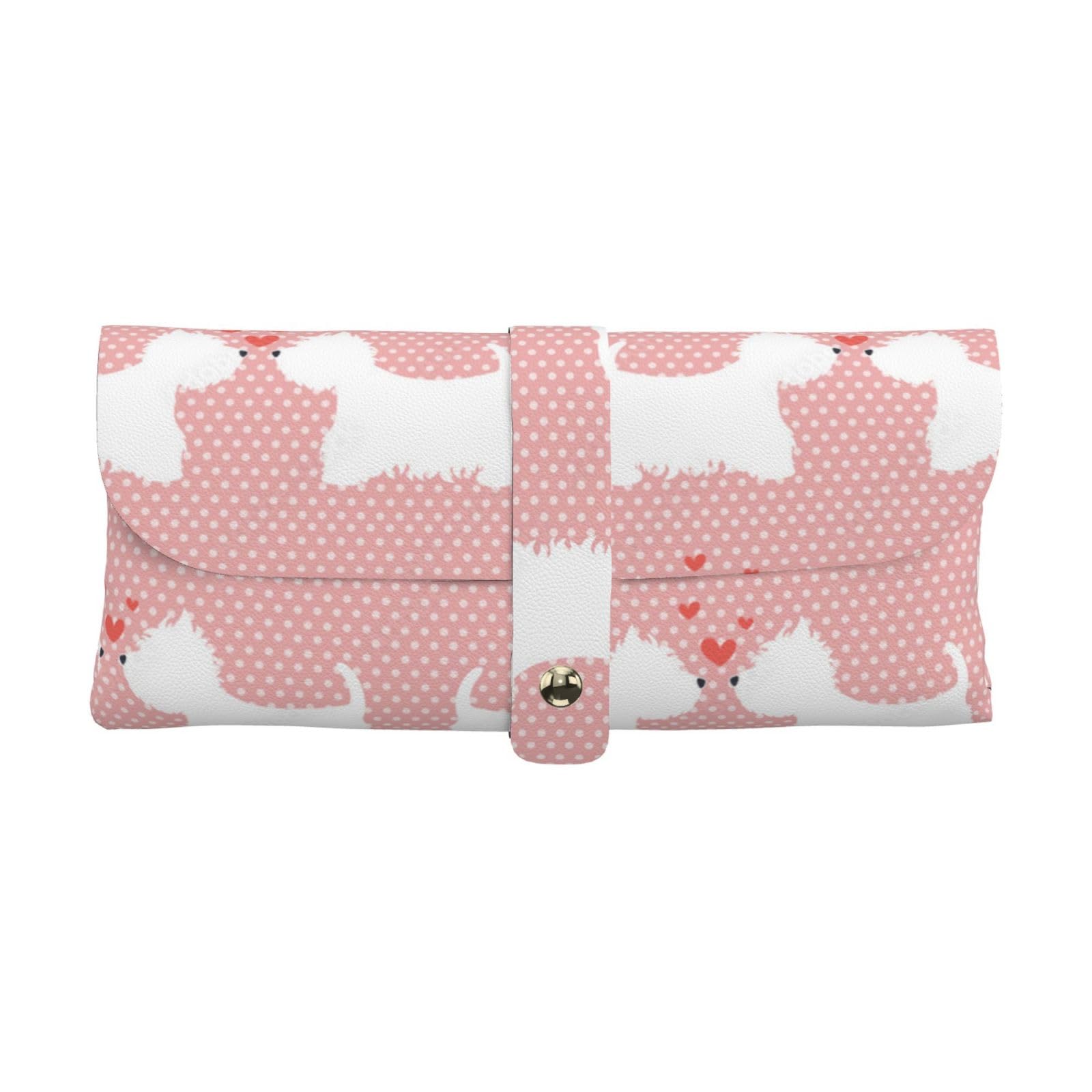 KemEng Westie Dogs Pattern, Soft Eyeglasses Bag Anti-Scratch Spectacles Sleeve Portable Eyewear Case Pu Leather Sunglasses Case