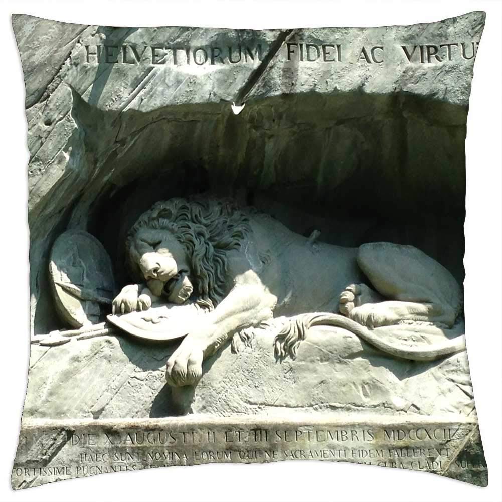 LESGAULEST Throw Pillow Cover (24x24 inch) - Lion Lucerne Luzern Switzerland Sculpture Statue