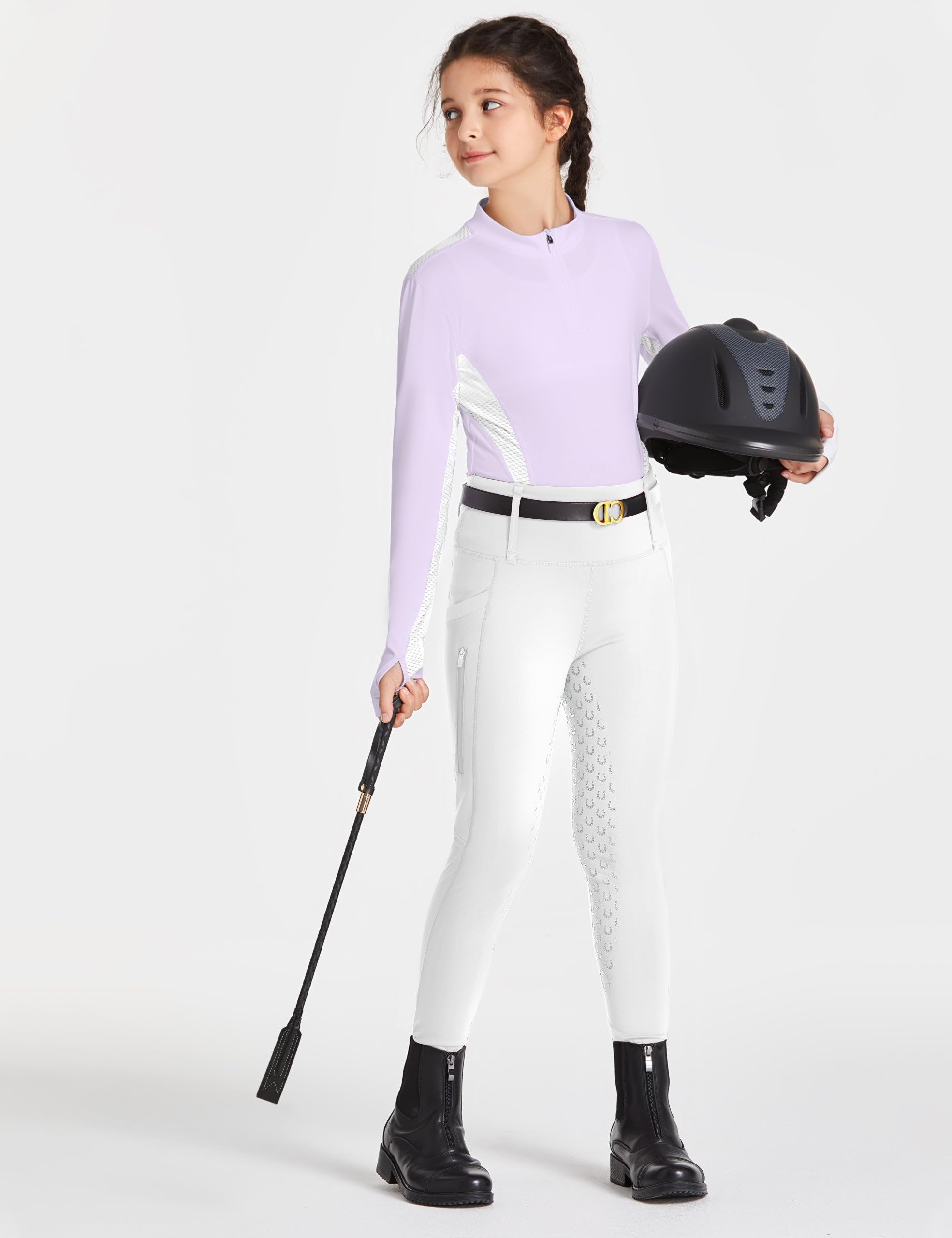 FitsT4 Sports Pantalones de equitación para niñas Leggings de equitación Revestimiento Completo de Silicona Pantalones de equitación de Cintura Alta