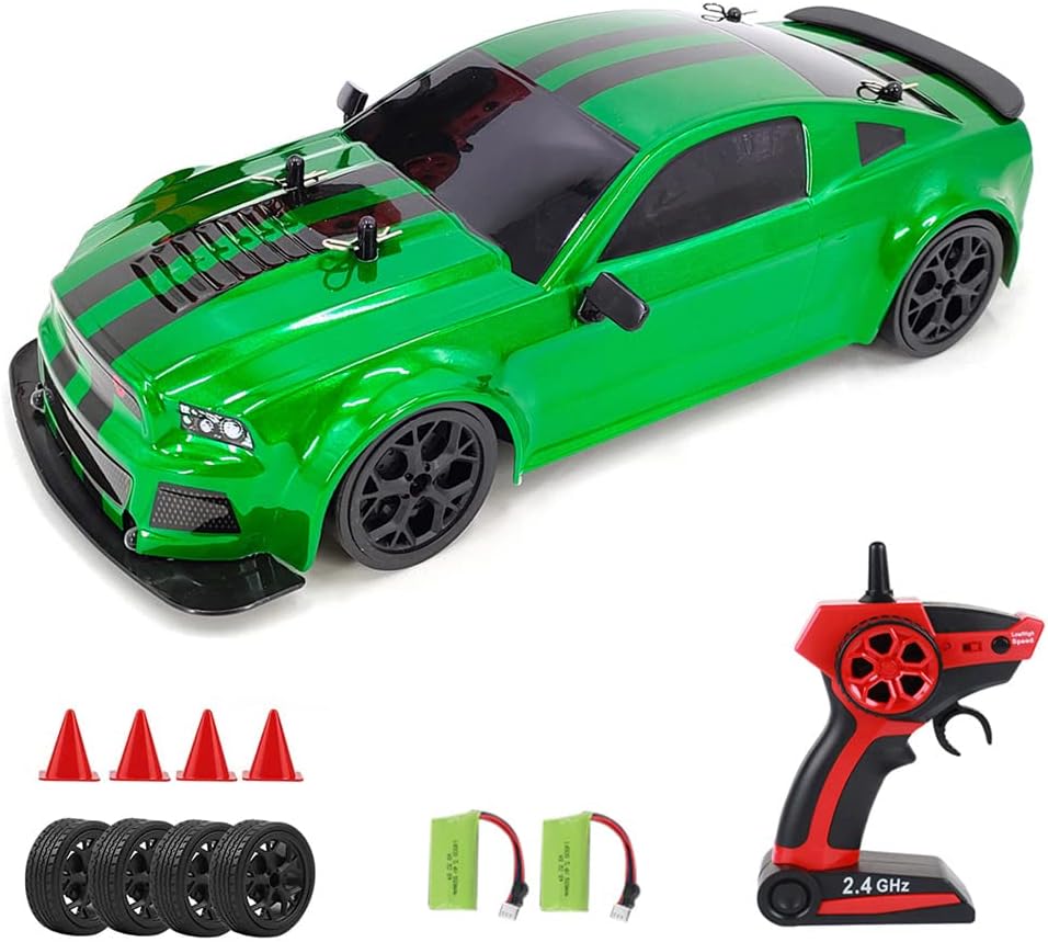 GoolRC RC Drift Car - 1:14 Scale 4WD High Speed RC Drifting Car for Adults with Cool Lights, 2 Batteries and Tires
