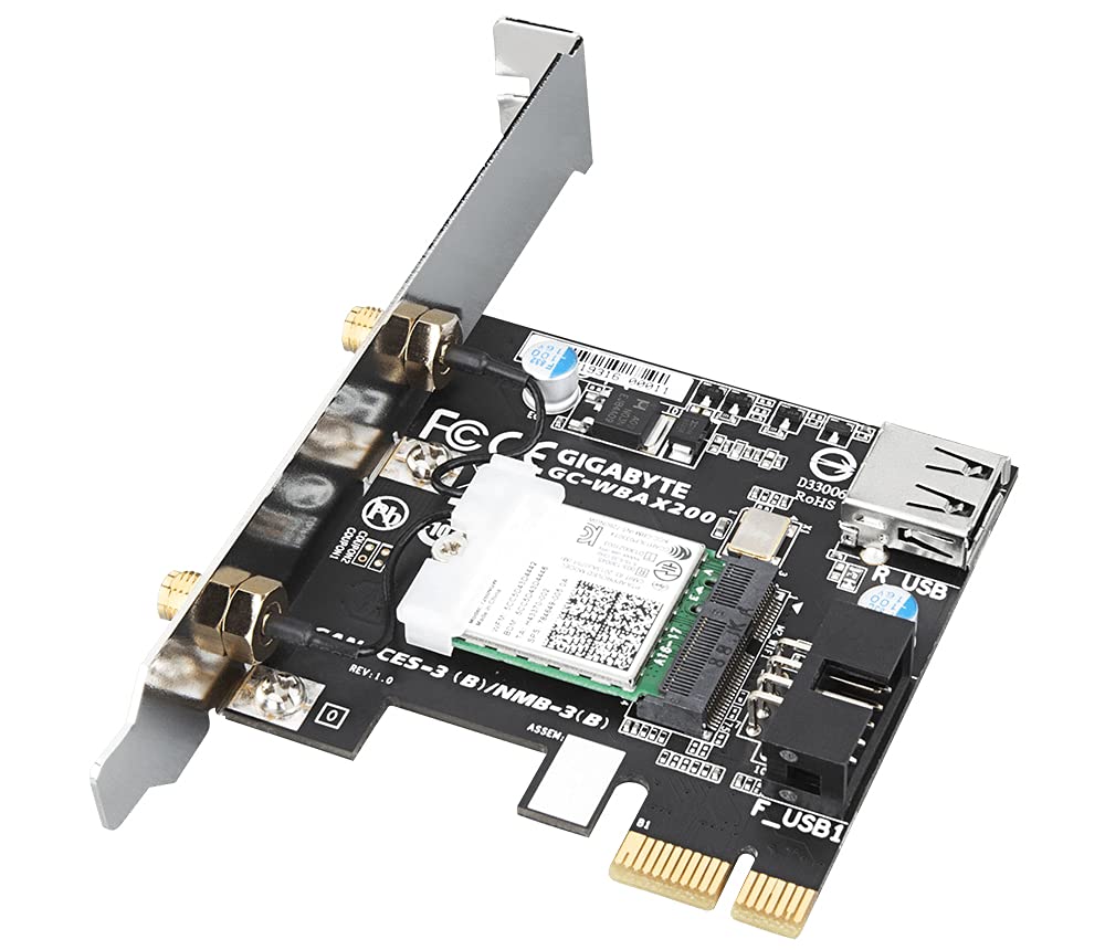 Gigabyte , GC-WBAX200, GC-WBAX200 Dual-Band WiFi 6 2x2 MIMO Wireless PCIe Adapter with Bluetooth 5