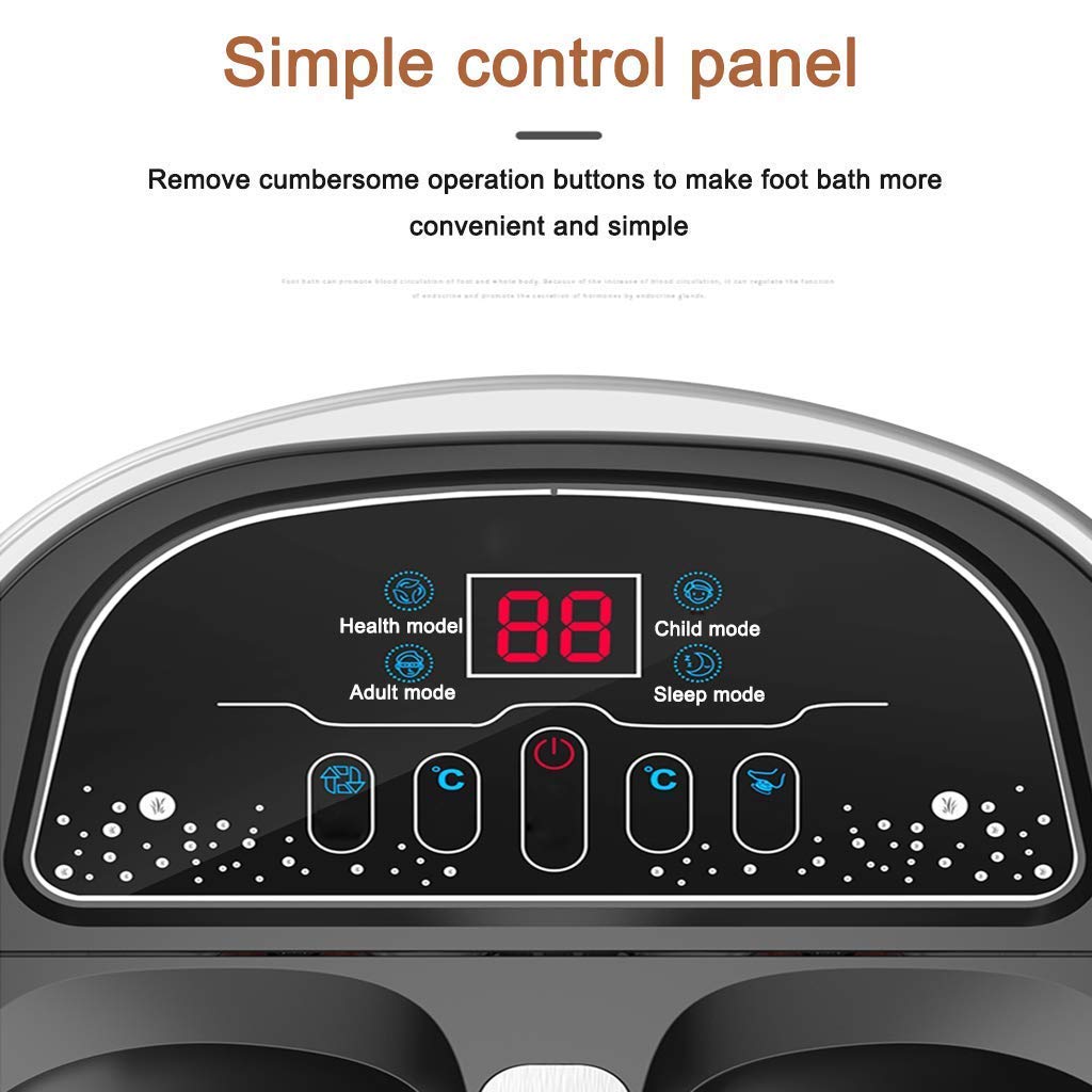 Massaggiatore pediluvio, Shiatsu elettrico massaggio palla e mais rullo pedicure spa, tempo regolabile digitalmente e controllo della temperatura, touch screen LED