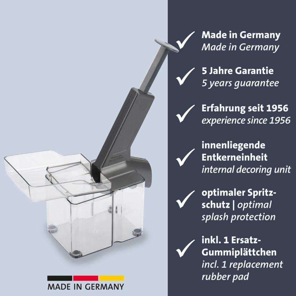 Westmark Dénoyauteur de cerises Kirschomat « Special Dark Edition », grande cassette de noyaux, revêtement spécial de haute qualité, aluminium/plastique/acier inoxydable, anthracite, 4070226Z