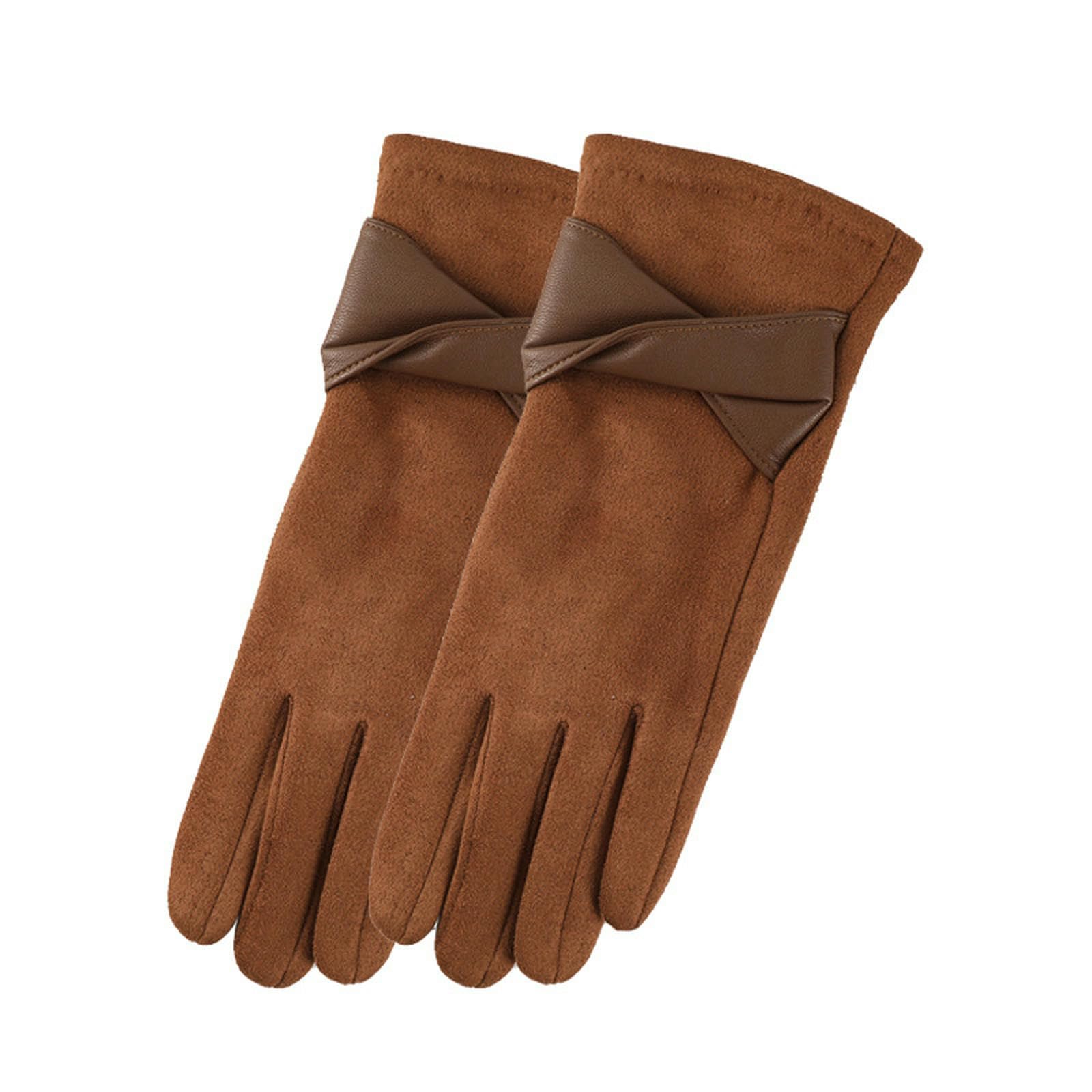 Damen-Winterhandschuhe aus Hirschleder mit warmem Fleecefutter für mehr Komfort (Universalcode Rotbraun)