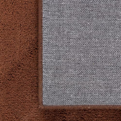 HomebyHome Waschbarer Kurzflor Teppich Läufer 80 x 150 cm Braun modern einfarbig und weich maschinenwaschbar pflegeleicht für Flur Eingang… – Ansicht 3