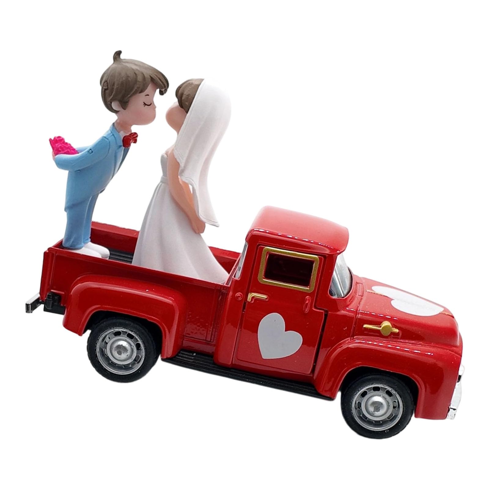HDOYTXXM Classical Antique Metal Wedding Pickup Truck Ornament with Functional Door and Couple Figurines for Desktop Display Pickup Truck Decors
