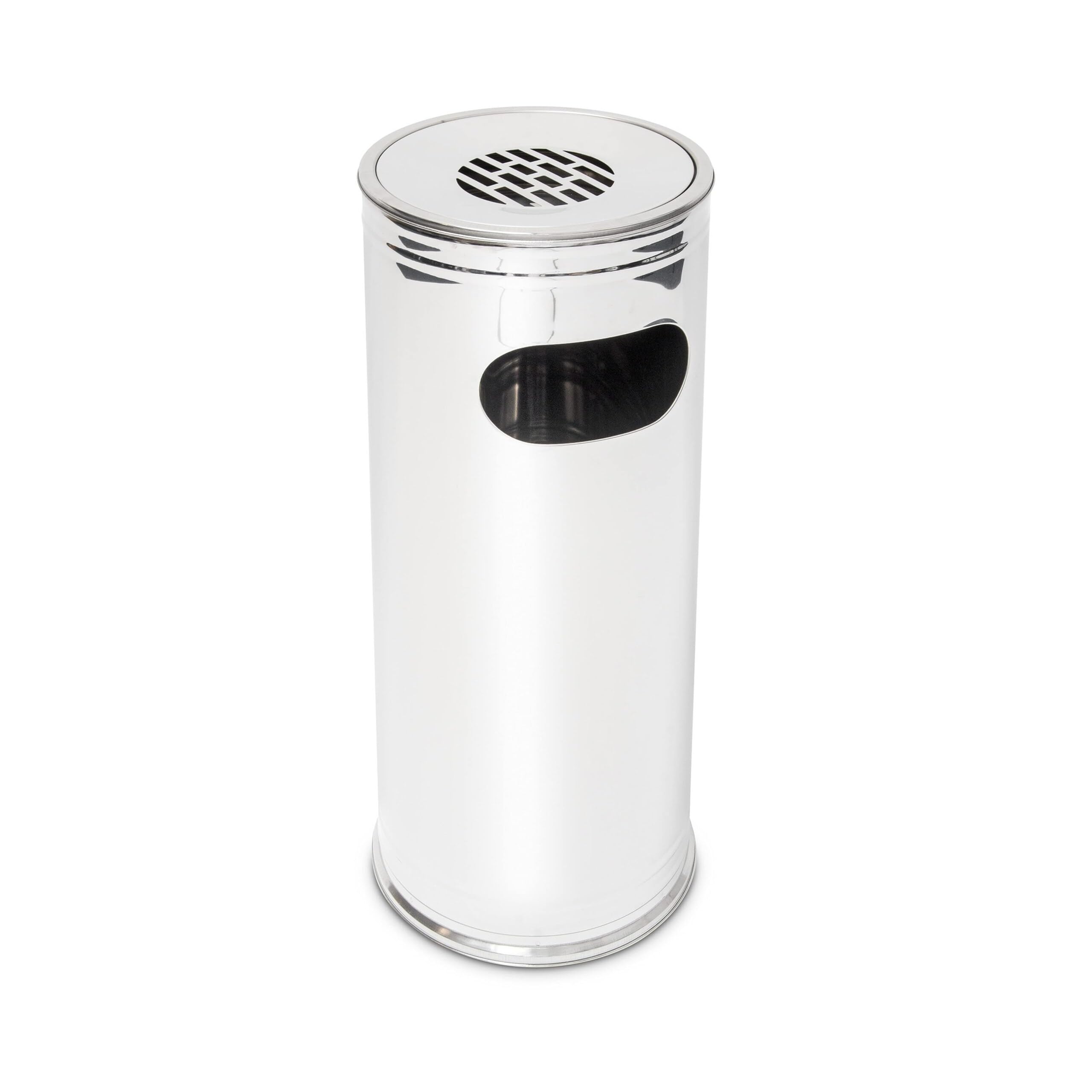 Relaxdays Standaschenbecher Edelstahl, 43L, mit Mülleimer & entnehmbarem Aschebehälter, H:75cm, silber