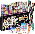 NICETY 72 Colors Acrylic Paint Pens Paint Markers, Extra Fine Tip Point Acrylic Paint Pens for Rock Painting, Canvas, Wood, Ceramic, Glass, Stone, Fabric