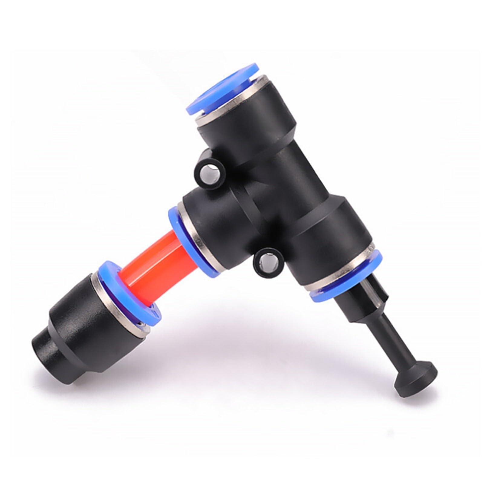 Lot de 1/10 connecteurs pneumatiques rapides en plastique 4 mm, 6 mm, 8 mm, 10 mm, 12 mm, 14 mm, 16 mm (noir PP16, 5 pièces)