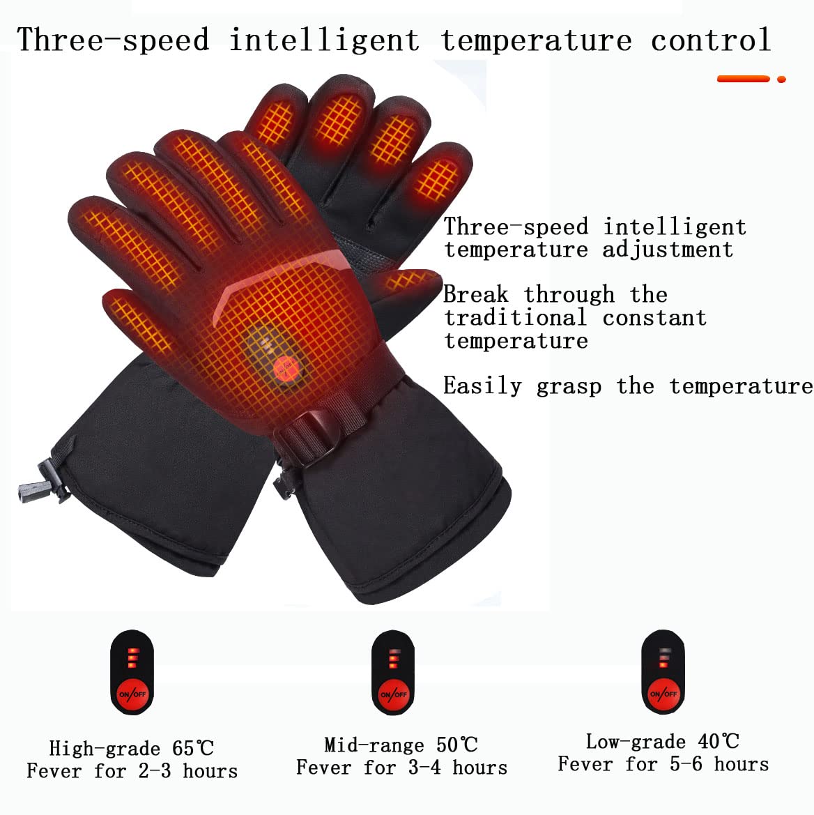 CHEWYNP Guanti riscaldati da Donna da Uomo, Guanti da Sci Impermeabili con Batteria Ricaricabile 2200MAH, Guanti Invernali Caldi per Touch Screen per Pattinaggio su Neve Escursionismo Camp