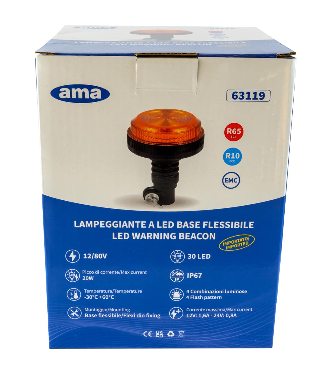 Lampeggiante LED Ama 30 LED 12-24V Base Baionetta IP67