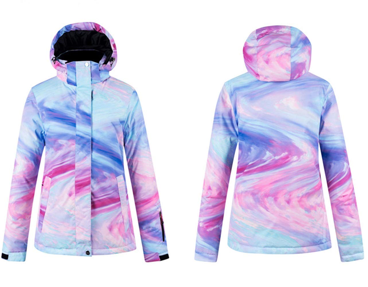 Ez4garden Women's Outdoor Snowboard Colorful Printed Ski Jacket and Pants Set Windproof Waterproof Warm Thickening Gray,XXL